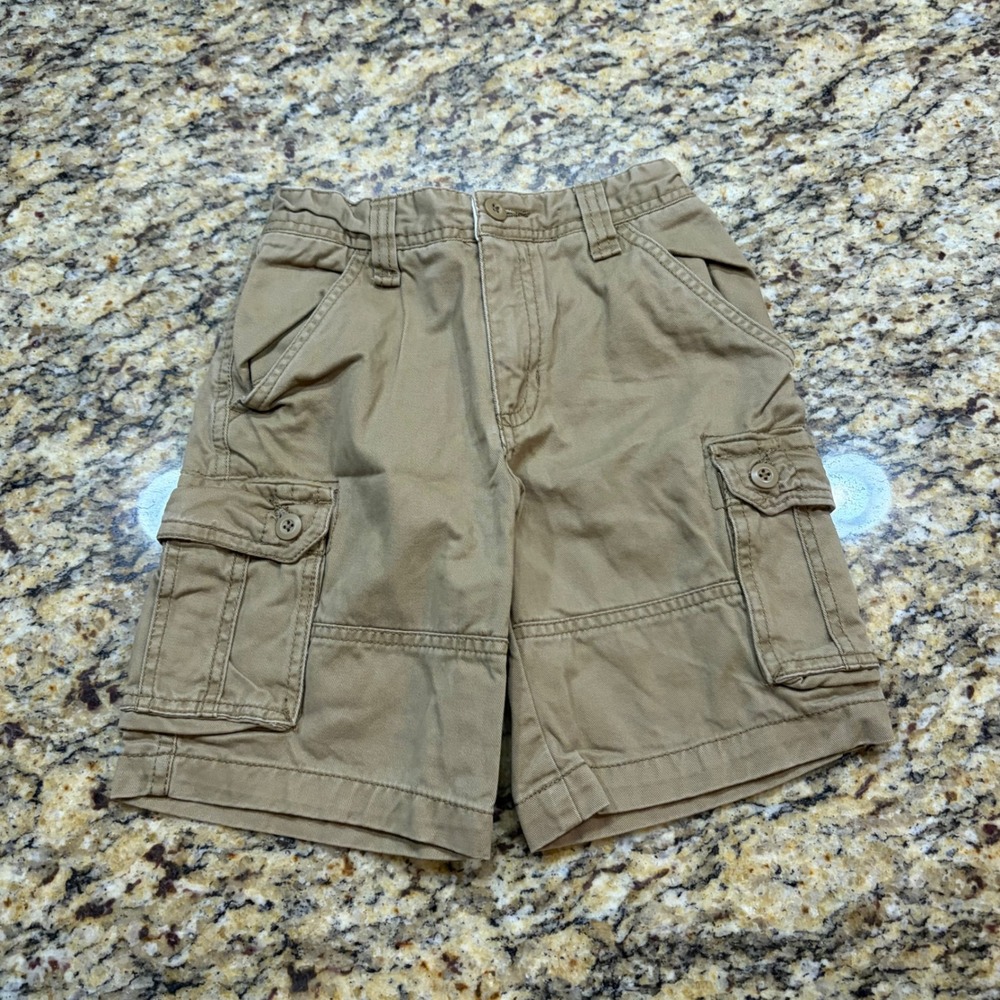 RuffHewn Boys Khaki Cargo Shorts Tan Cotton Size 5 Multi Pocket Kids